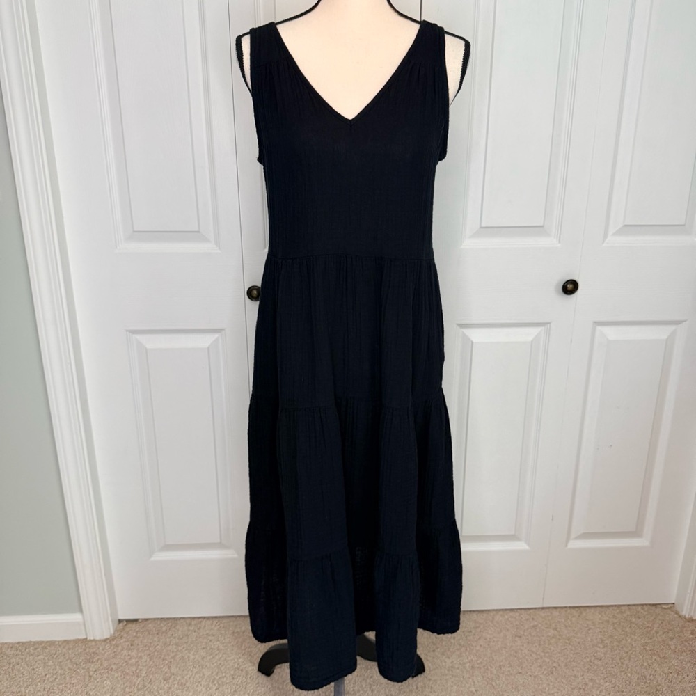 Sonoma Cotton Gauze Sleeveless v-Neck Tiered‎ Maxi Dress With Pockets size Small - Picture 3 of 16